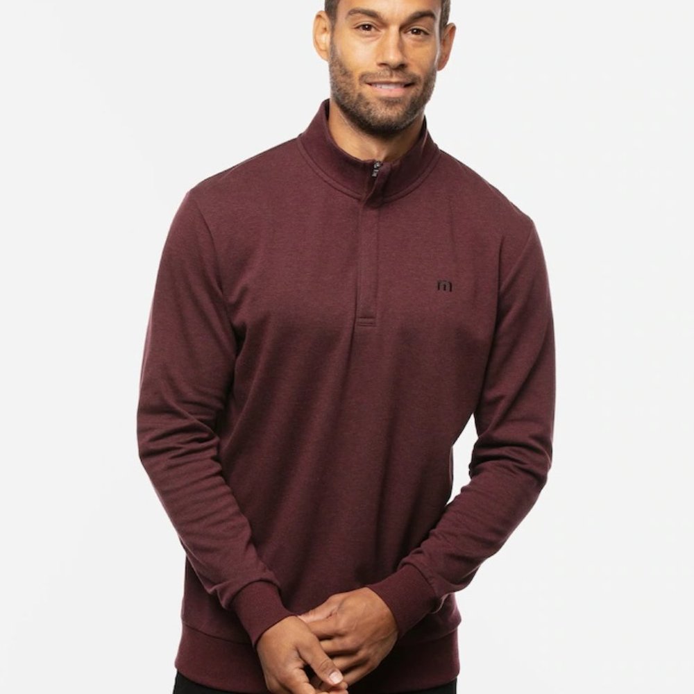 NWT Travis Mathew Cloud Quarter Zip 2.0 soft fleece pullover red travismathew